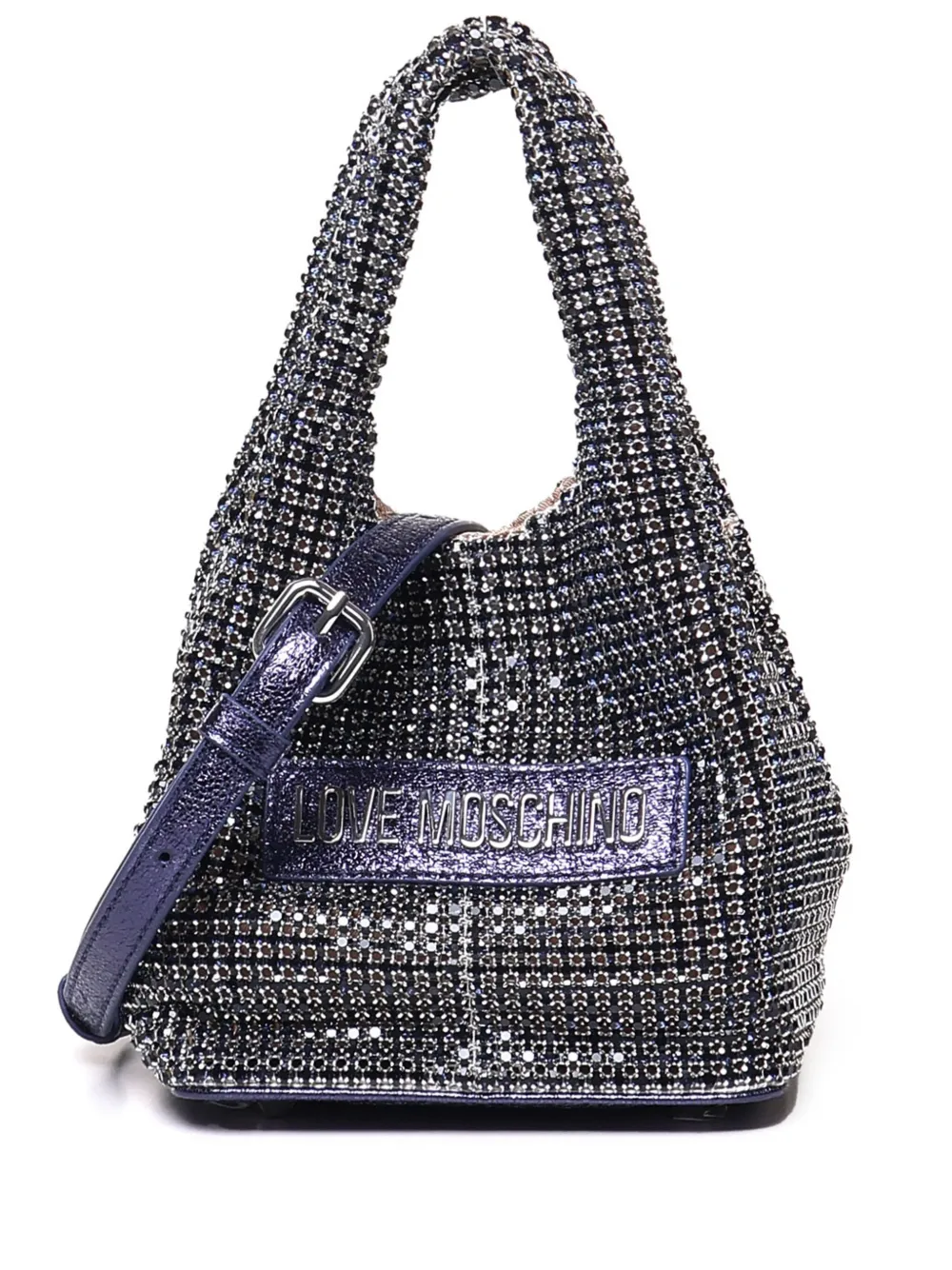 Love Moschino Stone Strass Mini Bag In 金属色