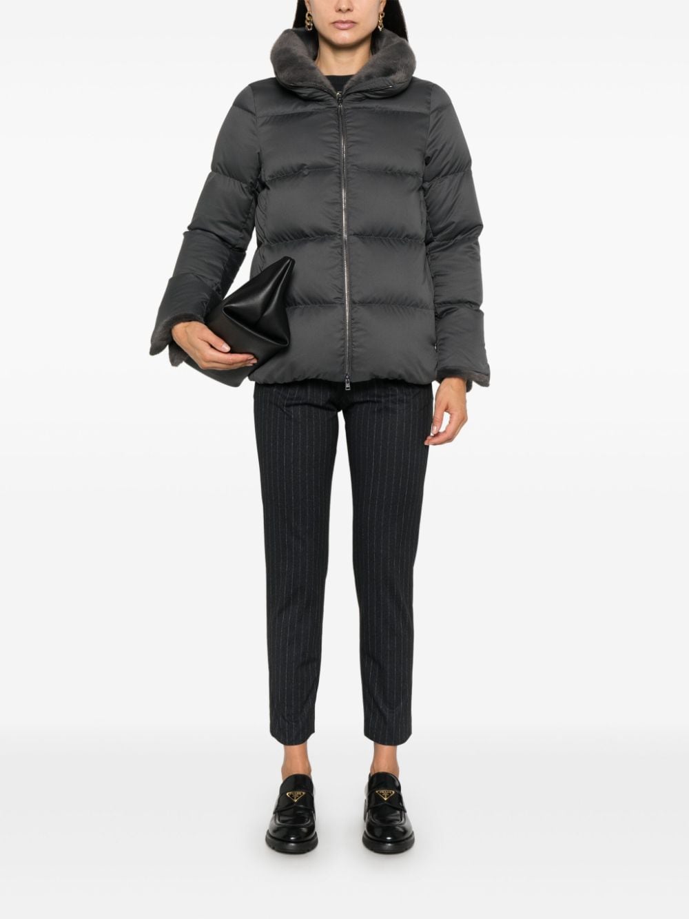 HERNO FAUX-FUR COLLAR PUFFER JACKET 