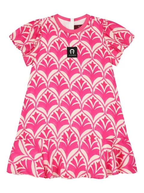 Aigner Kids logo-patch floral-print dress