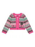 Aigner Kids zigzag-print cardigan - Pink