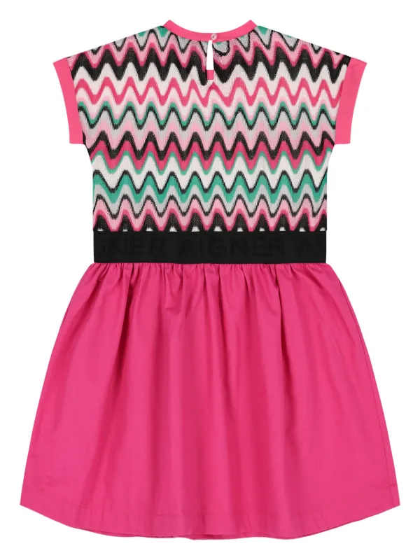 Aigner Kids logo-patch Lace Dress Pink FARFETCH LB