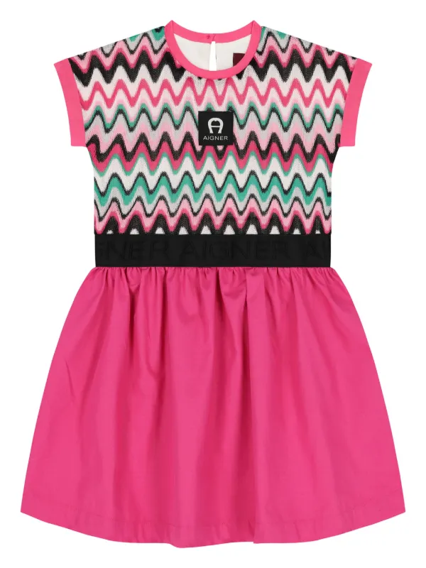 Aigner Kids logo-patch Lace Dress | Pink | FARFETCH