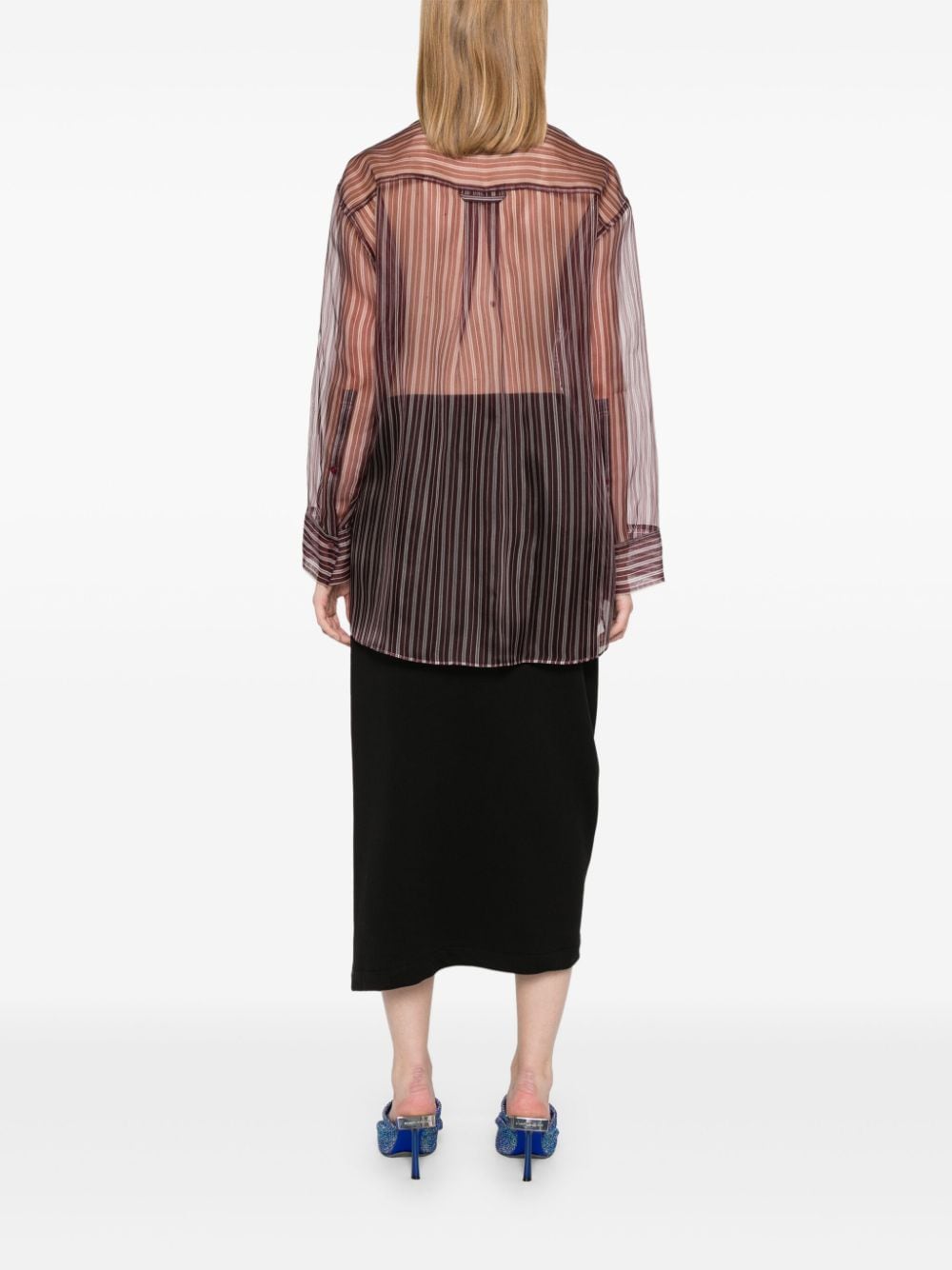 Shop Dorothee Schumacher Striped Sheer Shirt In Purple