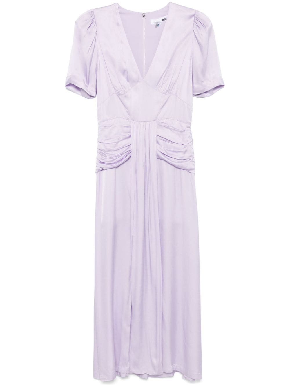 Shop Rotate Birger Christensen Satin V-neck Midi Dress In Purple