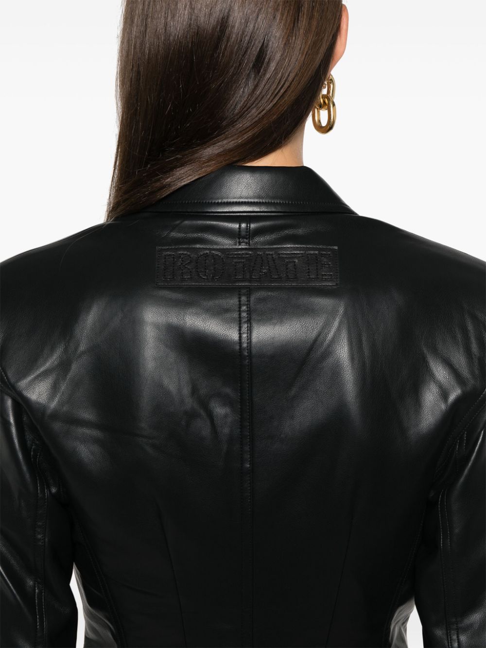 Shop Rotate Birger Christensen Faux-leather Blazer In Schwarz