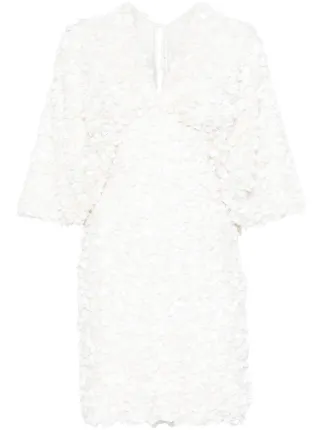 knee length dresses for ladies ROTATE BIRGER CHRISTENSEN White 3d Flower Mini Dress UK 10 – Reliked main image 1