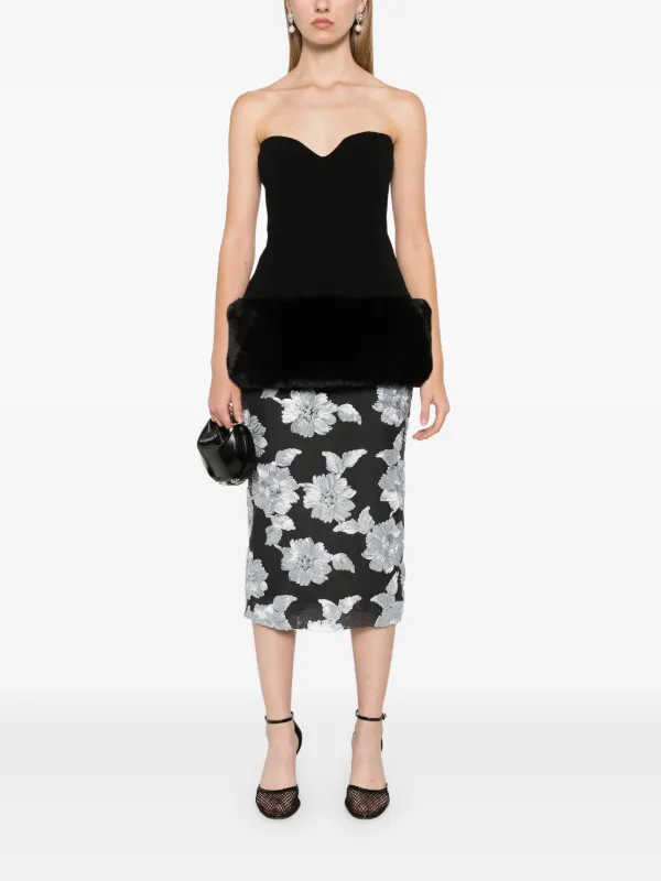 ROTATE BIRGER CHRISTENSEN floral-mesh Pencil Skirt | Black
