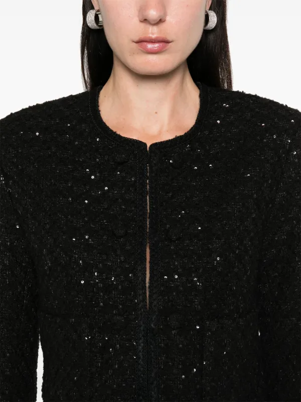 ROTATE BIRGER CHRISTENSEN Bouclé Cropped Jacket | Black