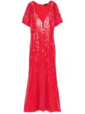 ROTATE BIRGER CHRISTENSEN sequins V-neck midi dress - Red