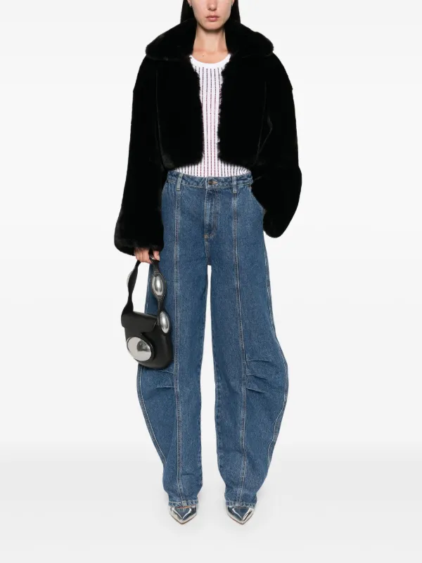 ROTATE BIRGER CHRISTENSEN faux-fur Cropped Jacket | Black