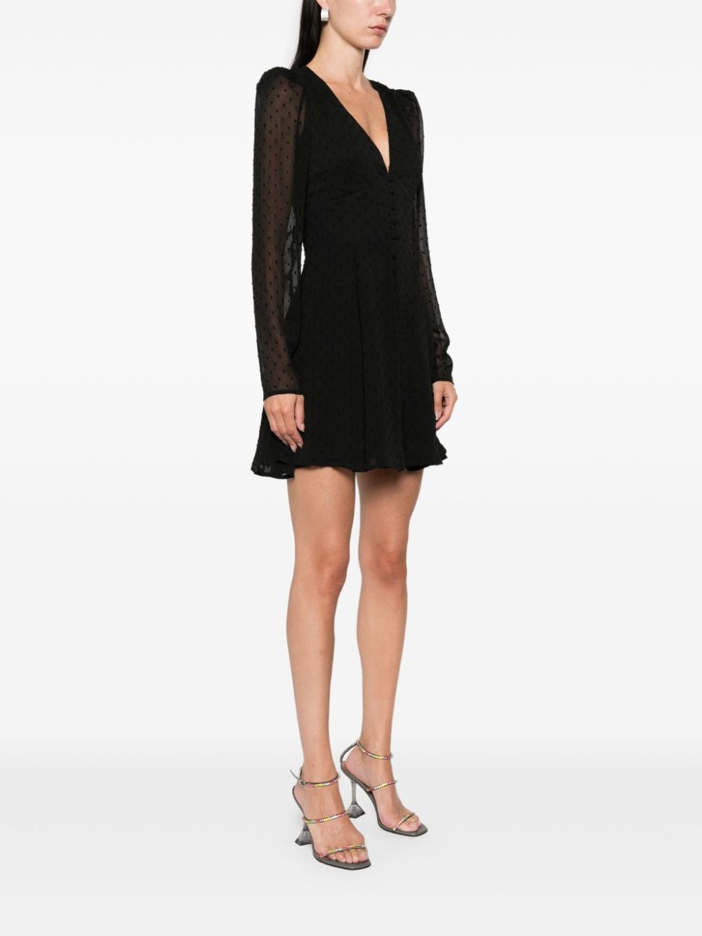 Shop Rotate Birger Christensen Long-sleeves Mini Dress In Black