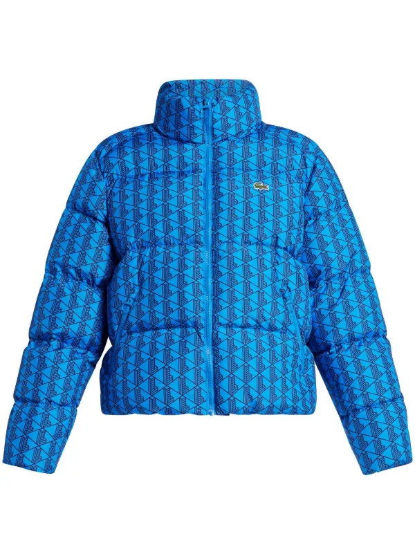 Lacoste Monogram Print Puffer Jacket Blue FARFETCH AO