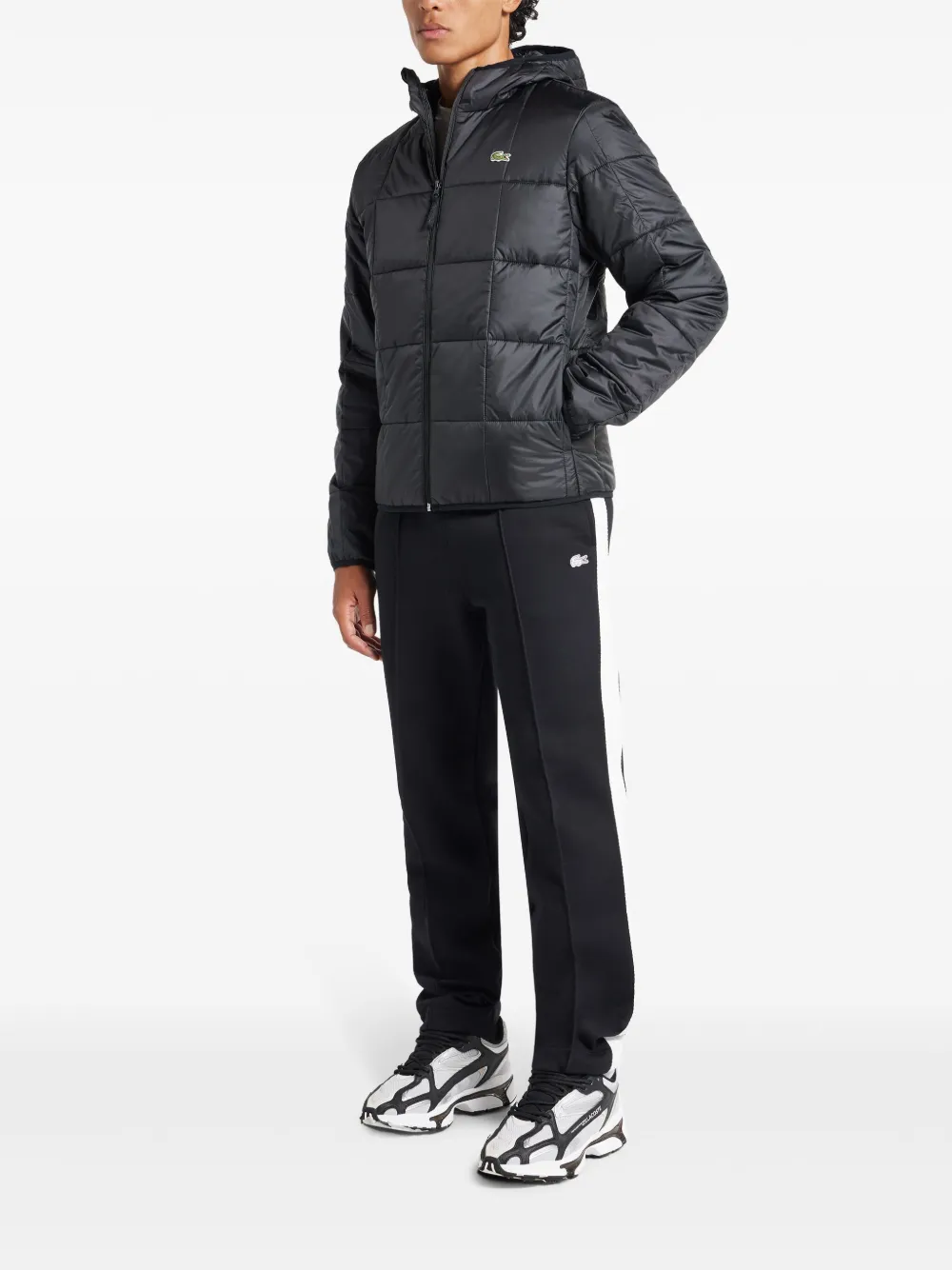 Lacoste padded hooded jacket - Zwart