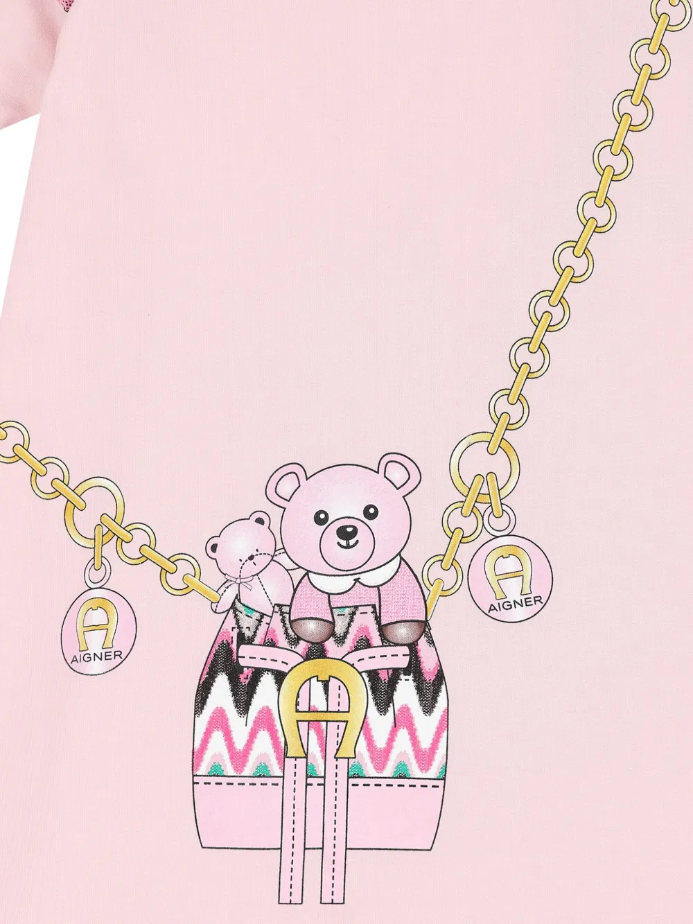 Aigner Kids Katoenen-jersey jurk met grafische print Roze