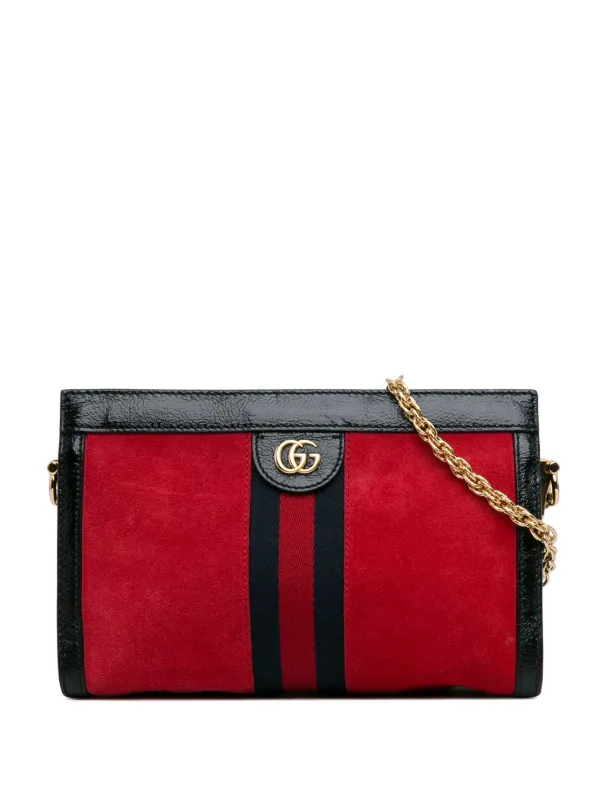 Gucci Pre Owned 2016 2023 Small Suede Ophidia Chain Crossbody Bag Red FARFETCH CA