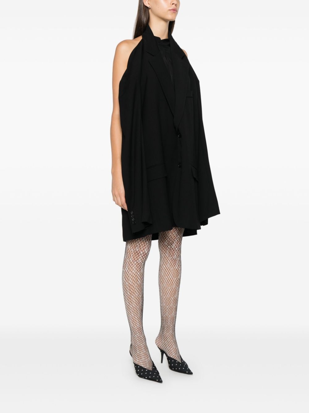 Shop Balenciaga Suspended Tailored Dress In Black