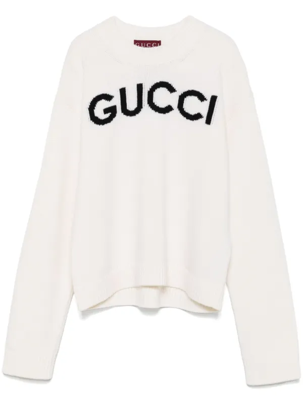 Gucci intarsia logo Wool Sweater White FARFETCH CA