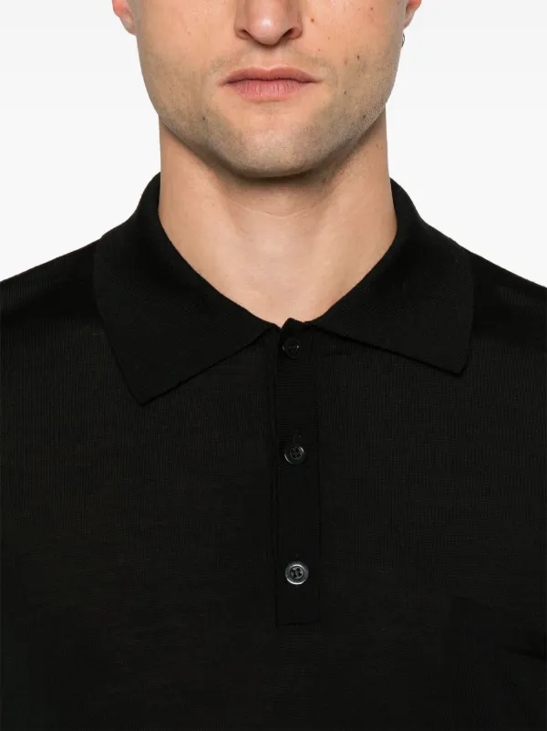 Saint Laurent logo-embroidered Polo Shirt | Black | FARFETCH TH