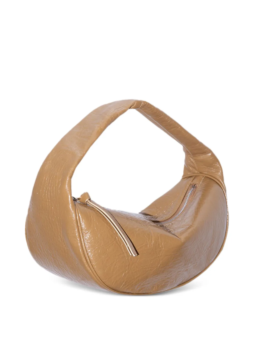 BY FAR Cush Sparrow leather creased shoulder bag - Beige