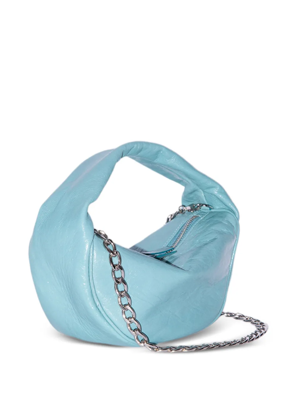 BY FAR mini Cush Cadet creased leather shoulder bag - Blauw