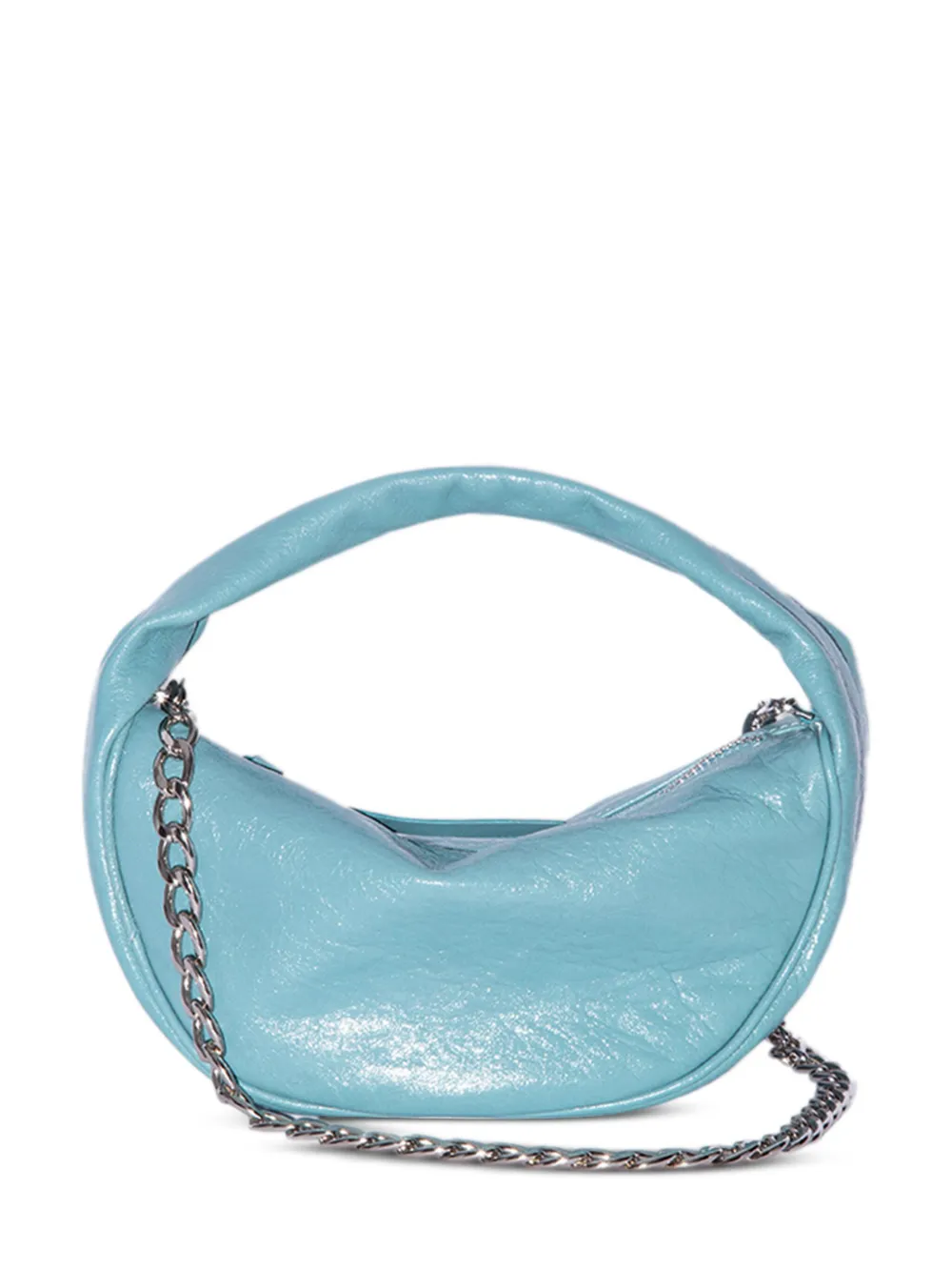 BY FAR mini Cush Cadet creased leather shoulder bag - Blue