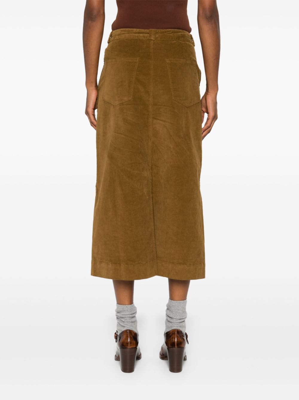 Shop Kristensen Du Nord Corduroy Midi Skirt In Brown