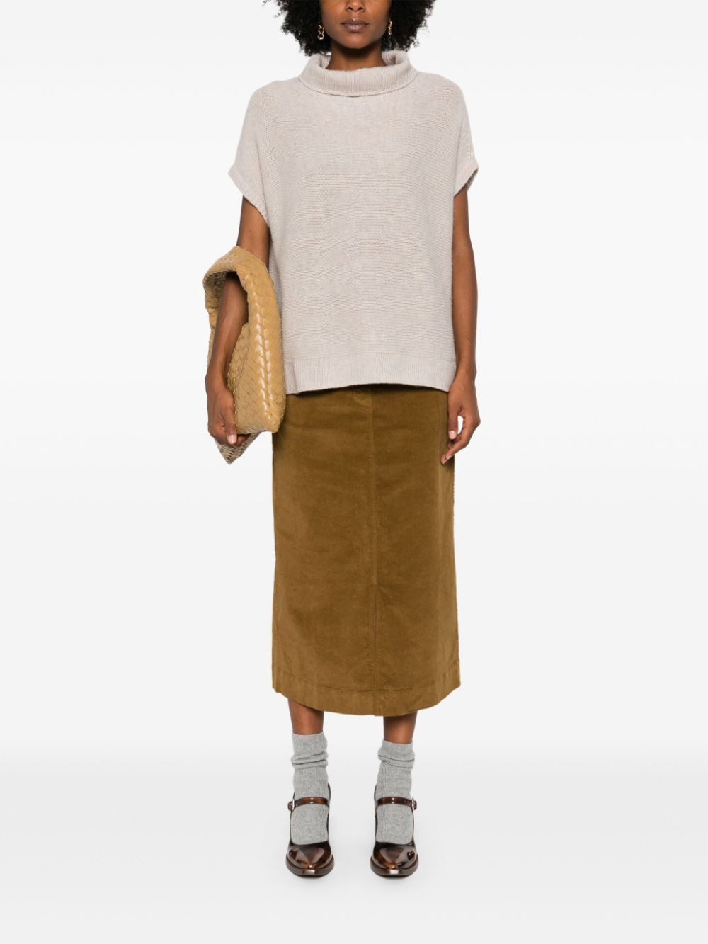 Shop Kristensen Du Nord Corduroy Midi Skirt In Brown