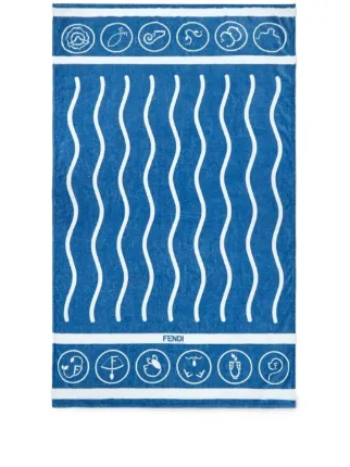 FENDI Cotton Beach Towel Blue FARFETCH AE