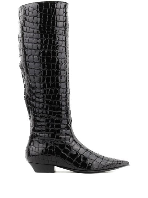 Paul Warmer crocodile-embossed patent boots