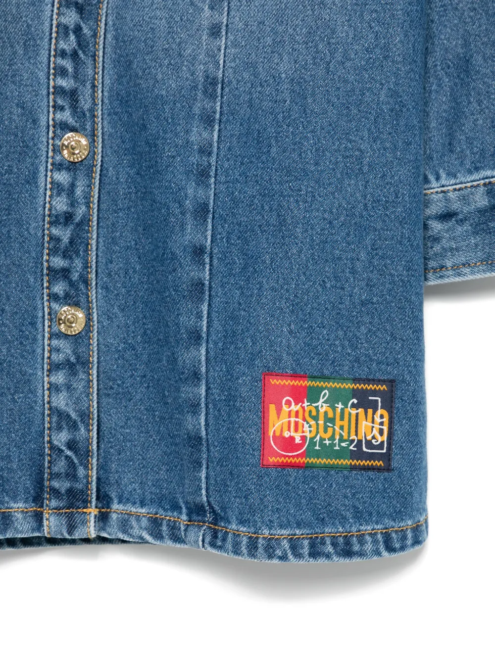 Moschino Kids Spijkerjurk met geborduurde teddybeer Blauw