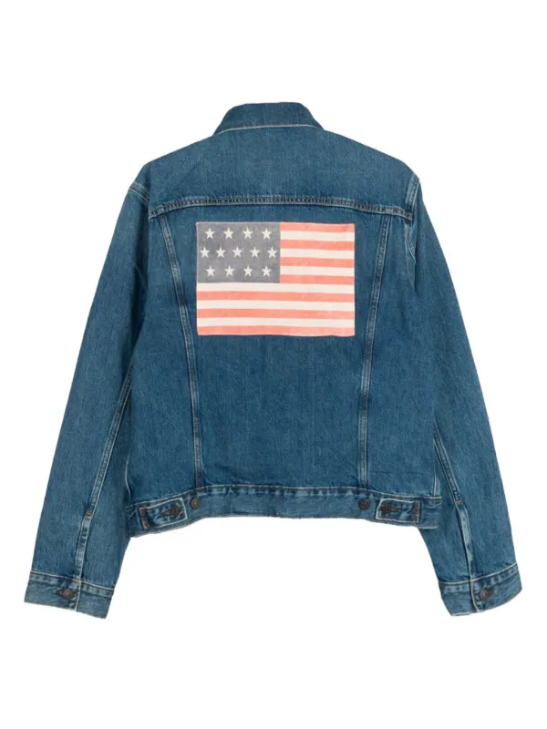 Polo jean jacket with american flag deals