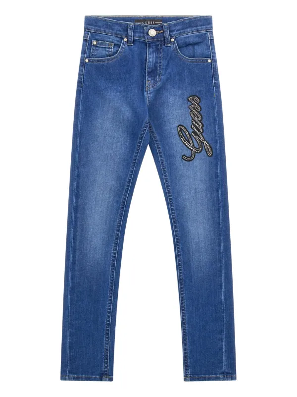 Guess Kids logo embellished Jeans Blue FARFETCH TR