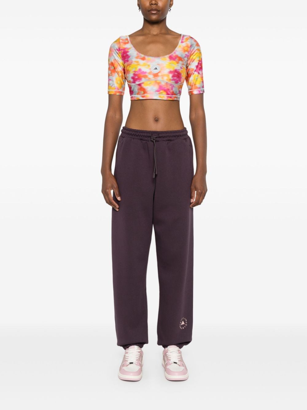 Shop Adidas By Stella Mccartney Abstract-print Crop Top In Pink