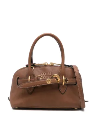 Miu Miu Aventure レザーハンドバッグ | ブラウン | FARFETCH JP