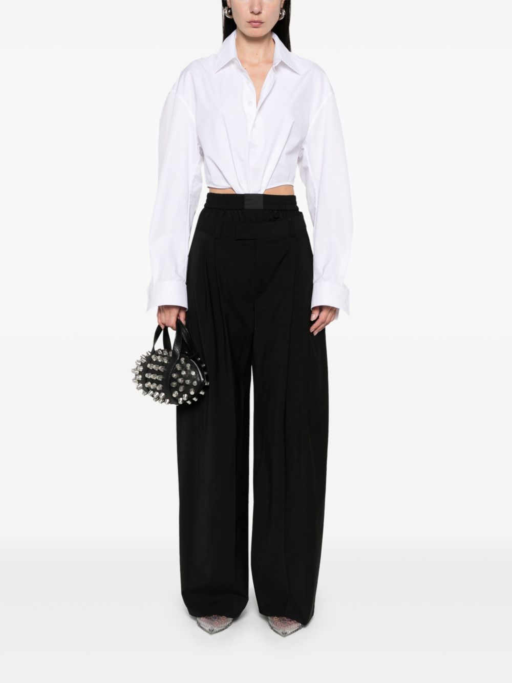 Alexander Wang boxer-detailed wide-leg trousers - Zwart