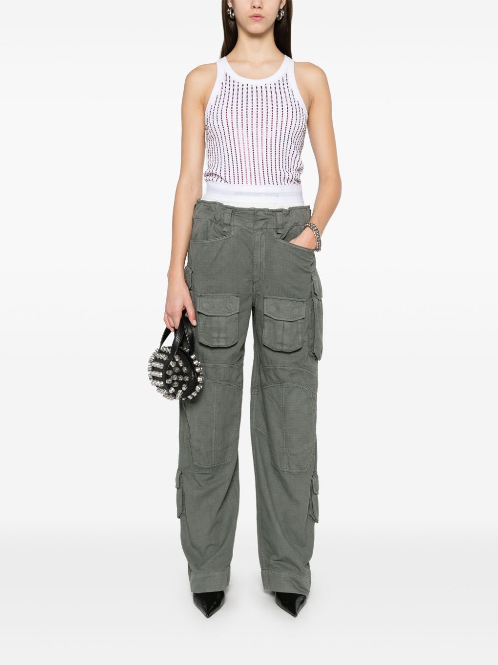 Alexander Wang Cargo broek met logoband - Groen