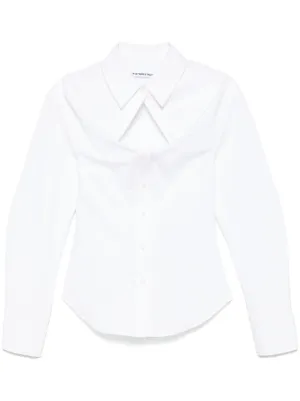 alexanderwang レディース 変形ロングシャツ Alexander Wang Exaggerated Split Front Shirt | White | FARFETCH