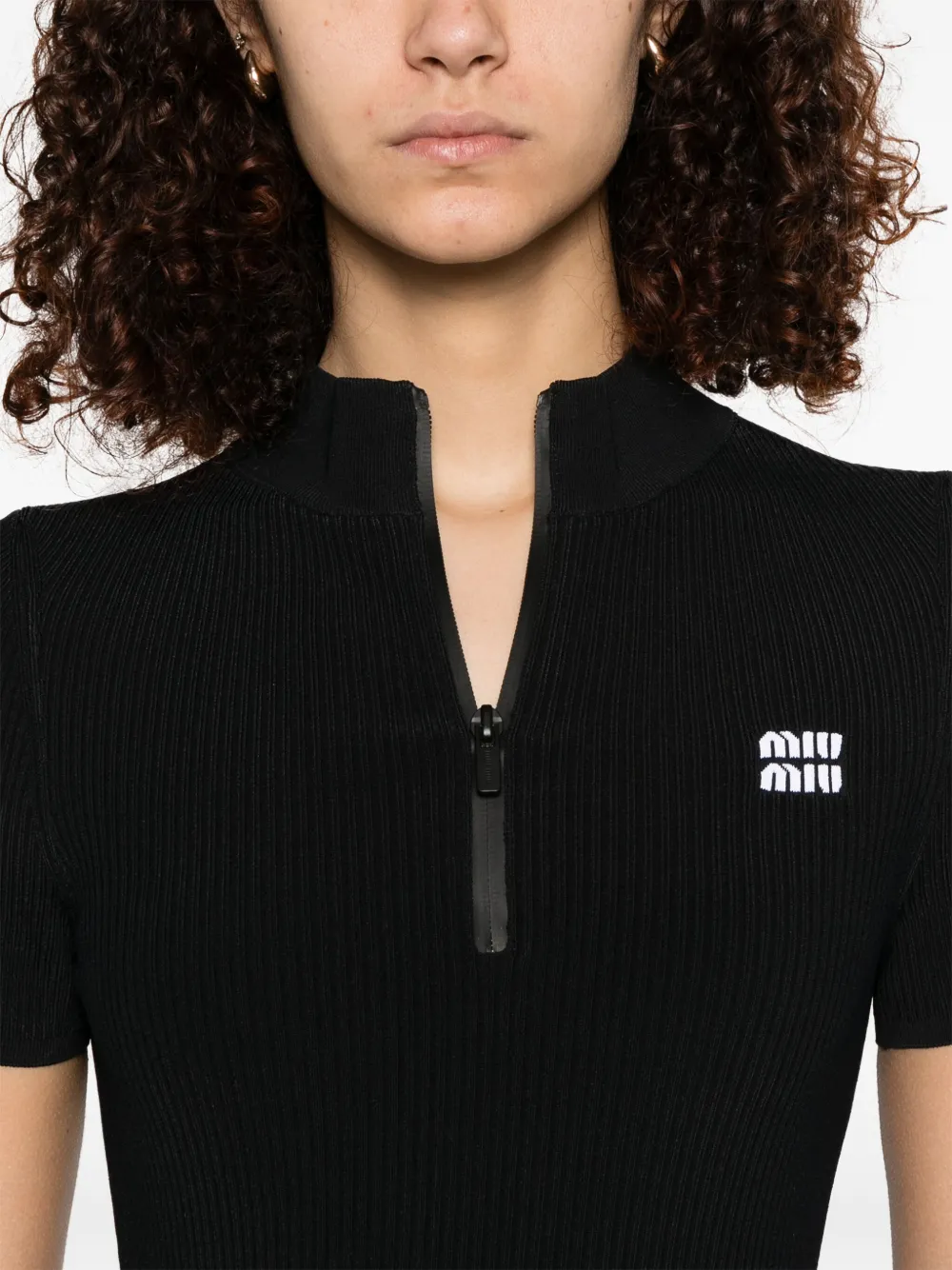 Miu Geribbelde mini-jurk Zwart