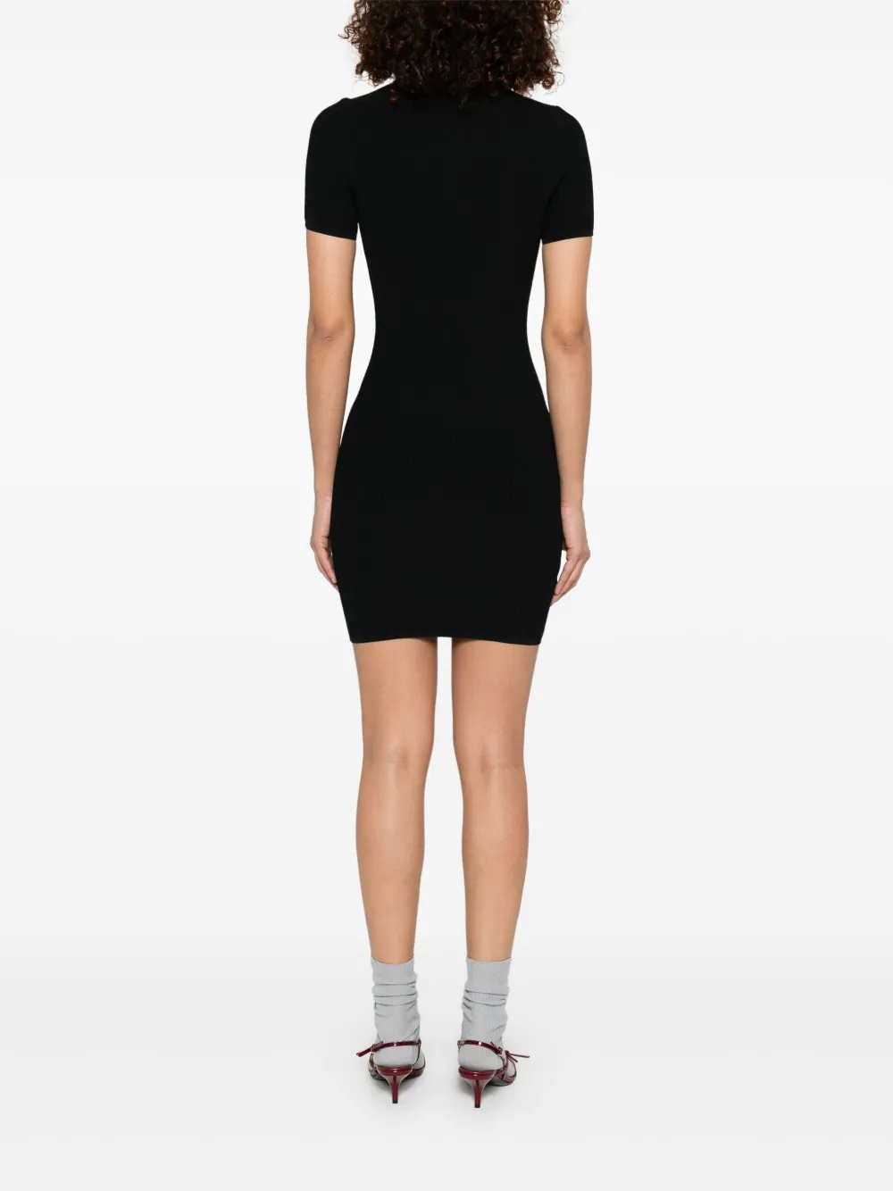 Miu Geribbelde mini-jurk Zwart
