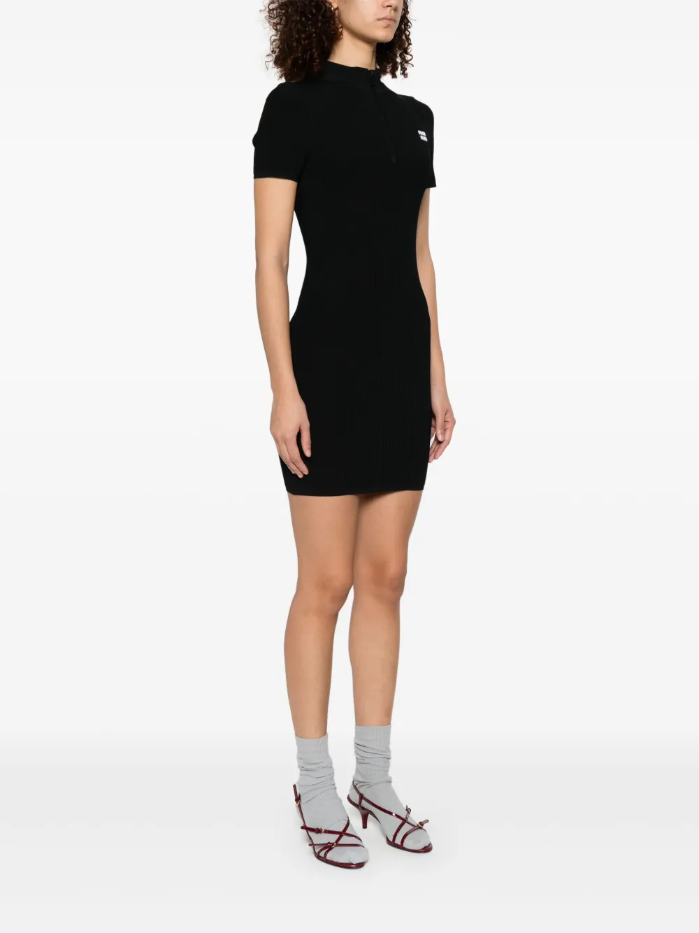 Miu Geribbelde mini-jurk Zwart