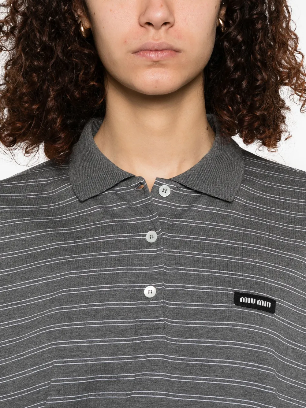 Miu Gestreepte polotop Grijs