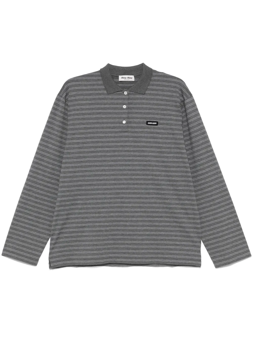 Miu Miu Gestreiftes Poloshirt | Grau | Image 1