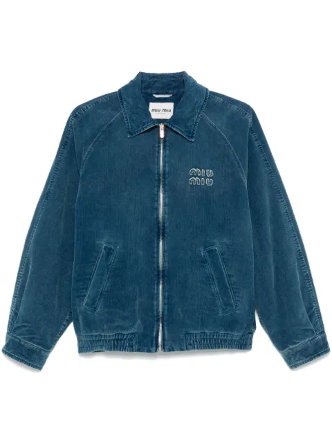 Miu Miu logo-appliqué corduroy bomber jacket