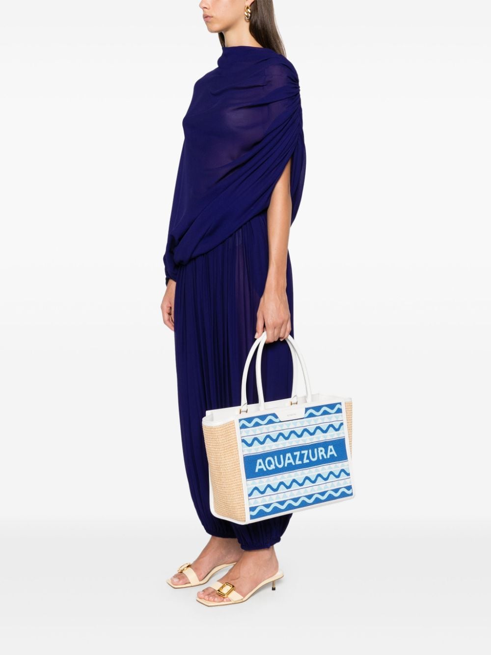 Shop Aquazzura Aqz Tote Bag In Blue