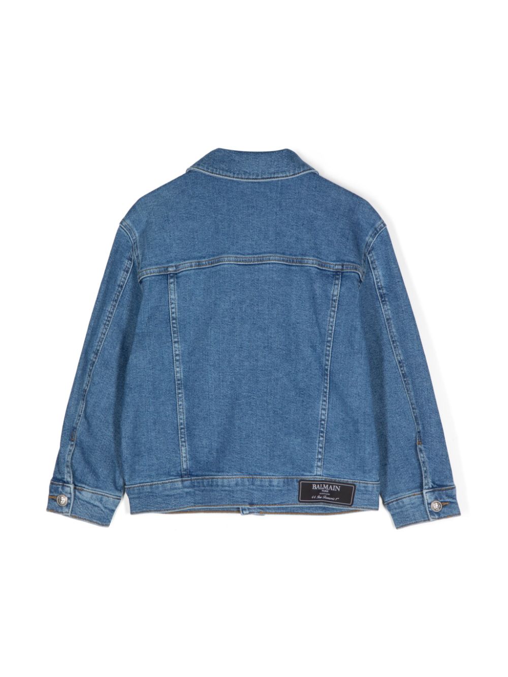 Balmain Kids silver-tone trim denim jacket - Blauw