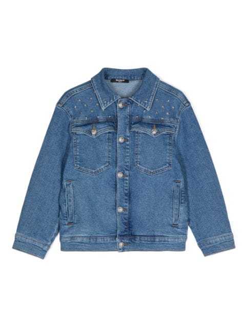 silver-tone trim denim jacket