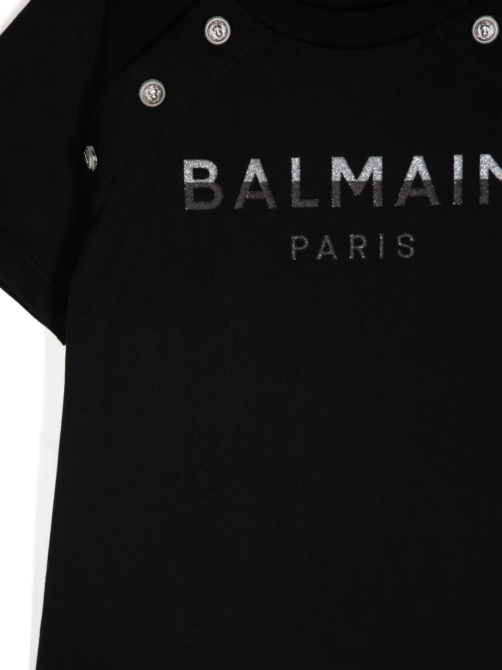 Shop Balmain Glitter Logo-detail T-shirt In Black