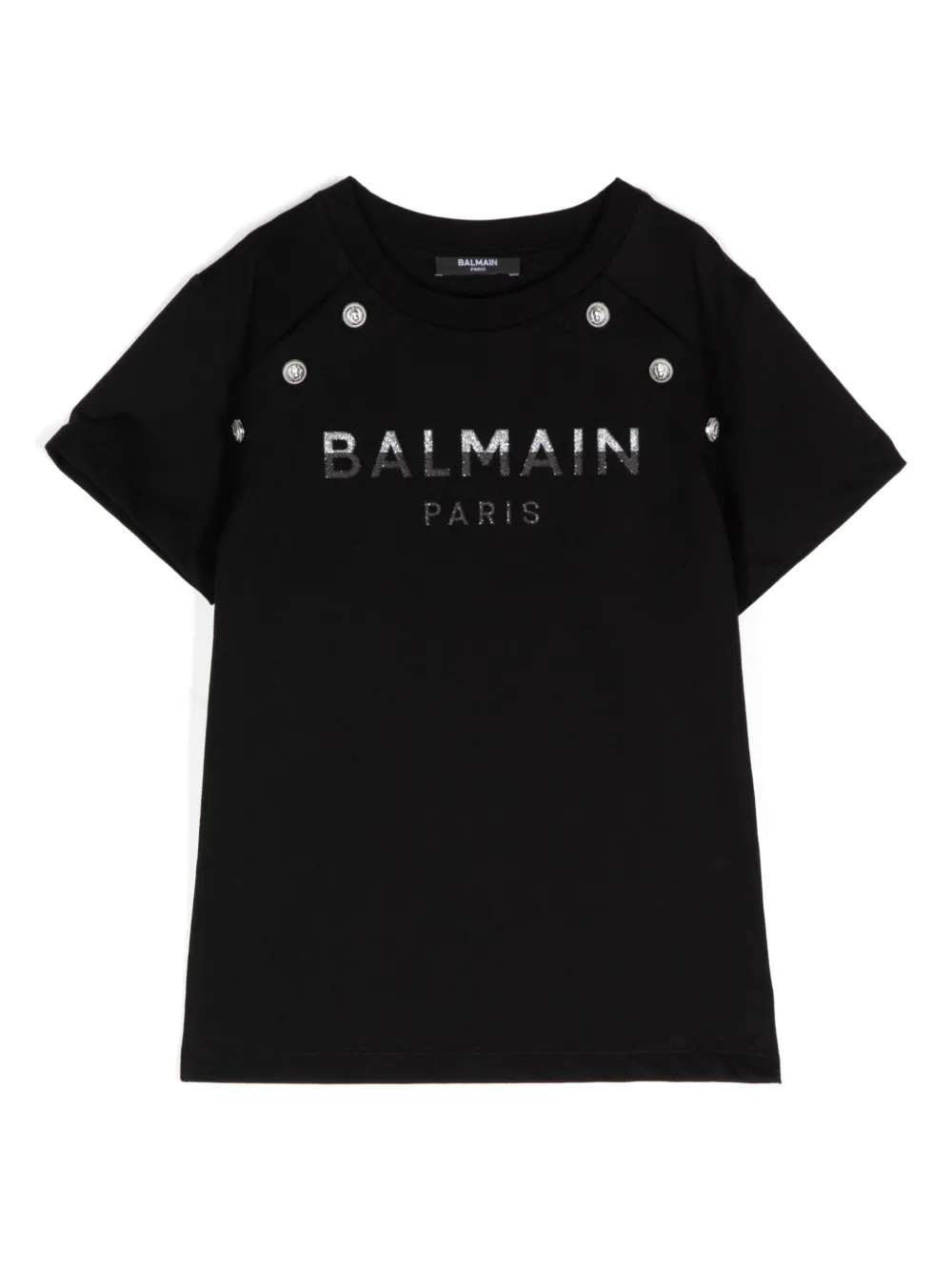 Balmain Kids Katoenen T-shirt met logo Zwart