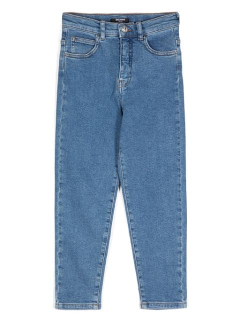 straight-leg cotton-blend jeans