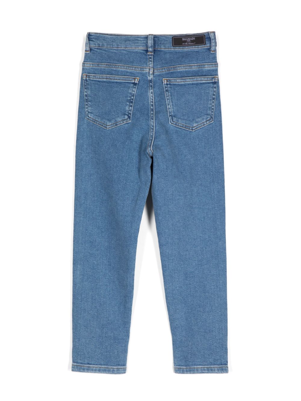 Balmain Kids Straight jeans van katoenblend Blauw